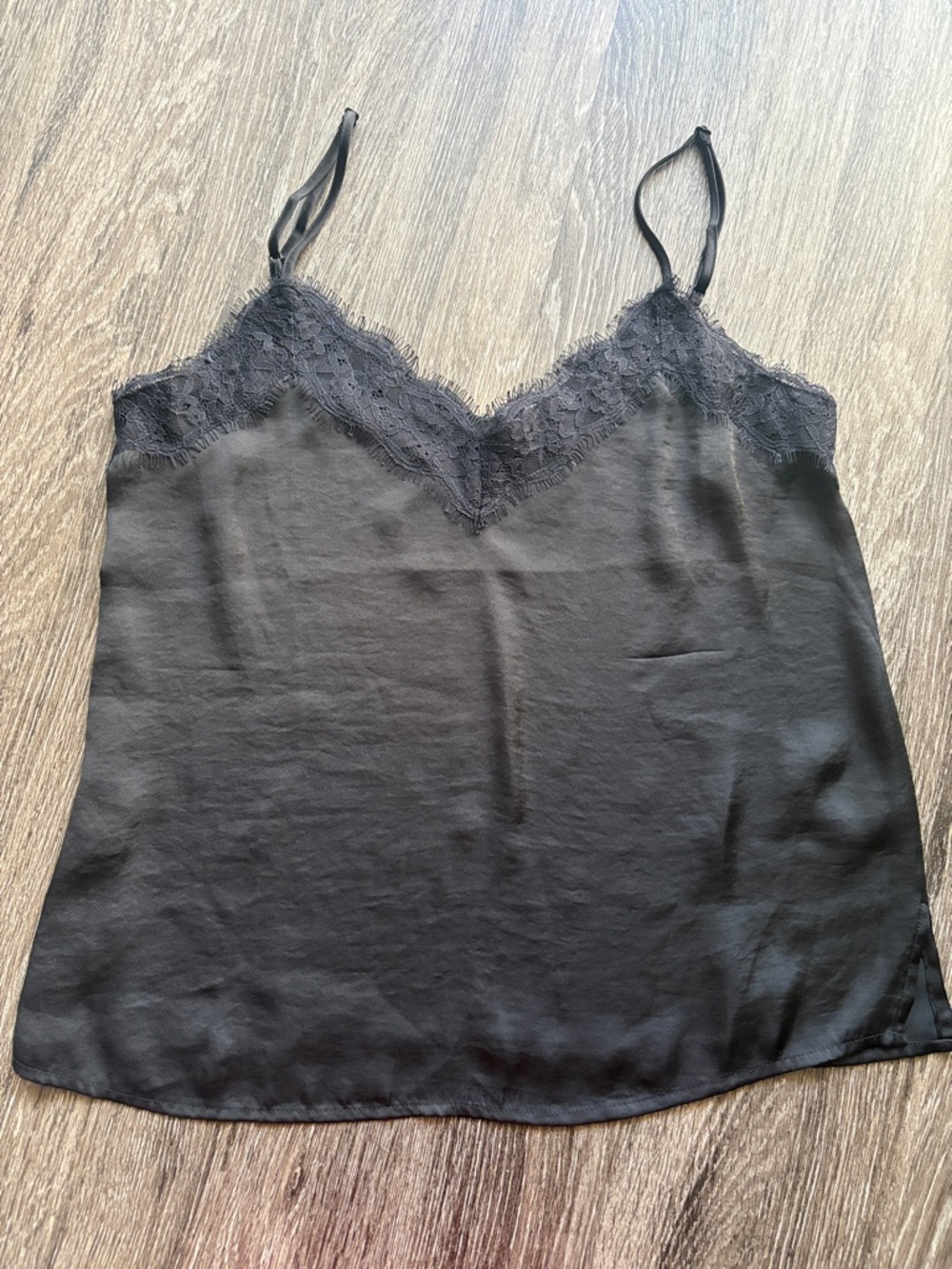 BP Lace Trim Satin Black Cami